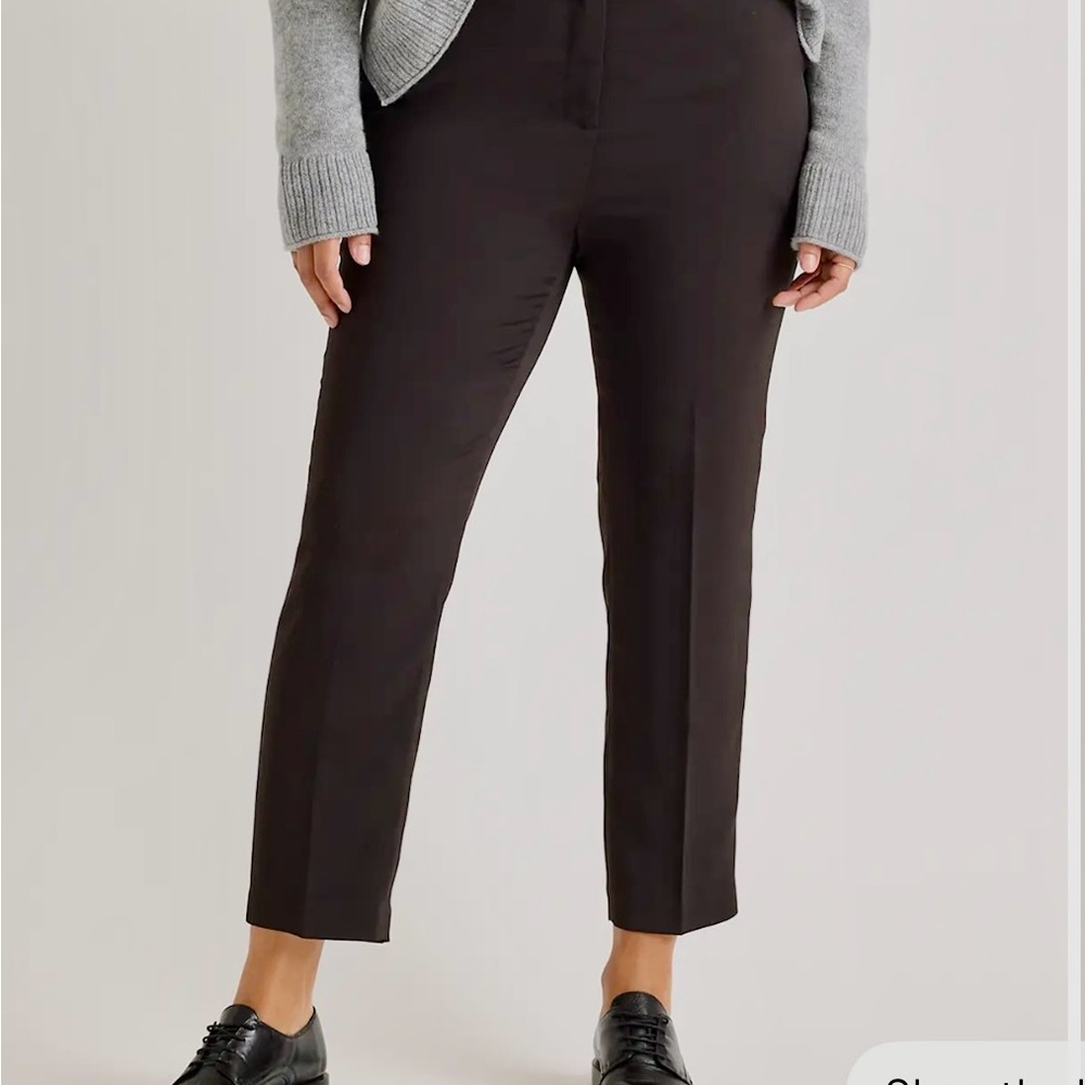 Quince black stretch crepe ankle pant